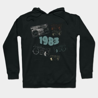 1983 on retro music, grunge radio Hoodie